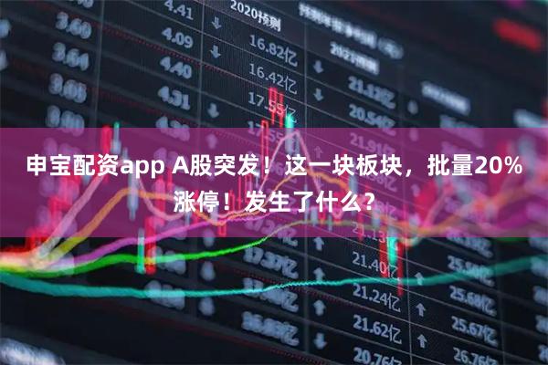 申宝配资app A股突发！这一块板块，批量20%涨停！发生了什么？